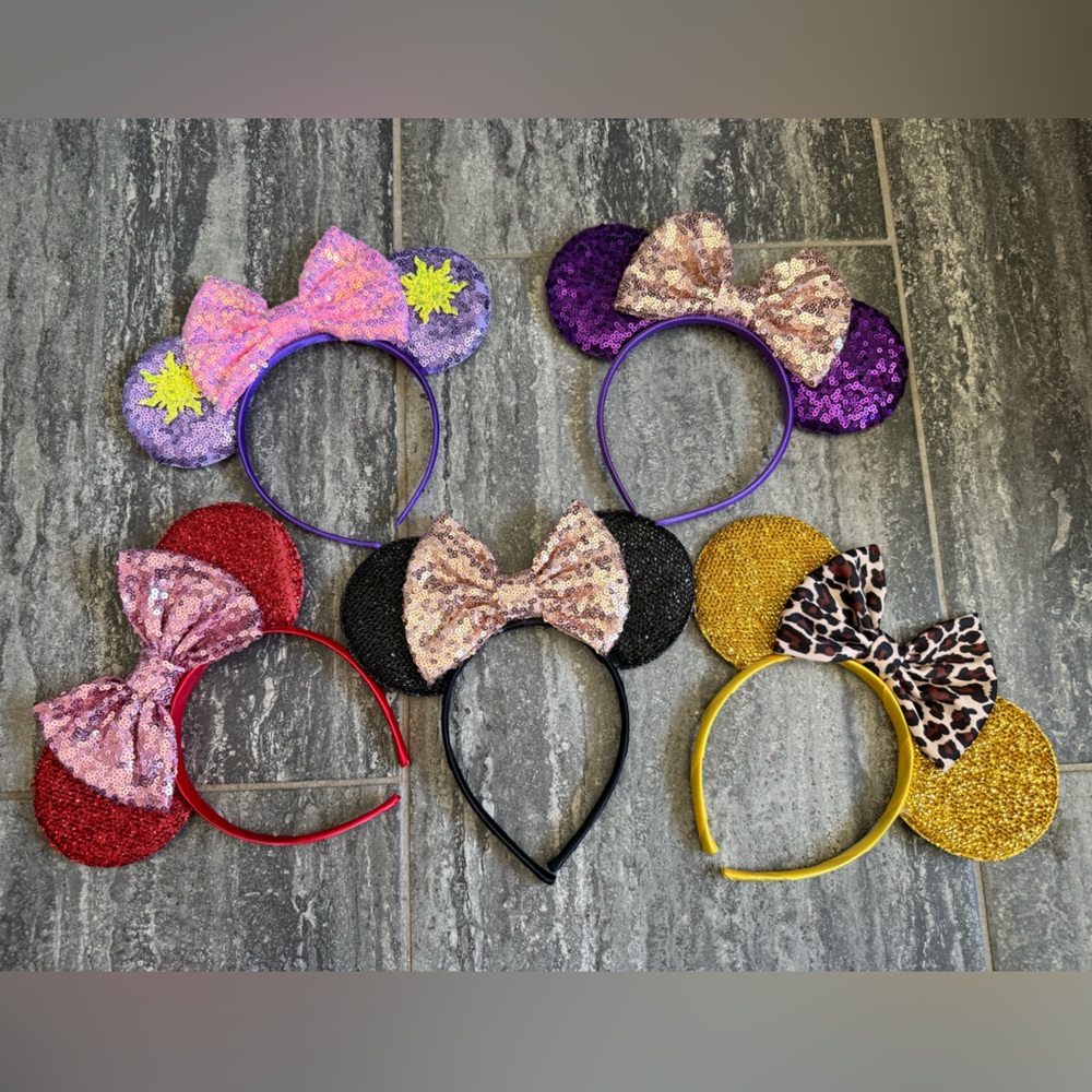 Sparkly Sequin Disney Mickey Minnie Ear Headbands - Assorted Colors